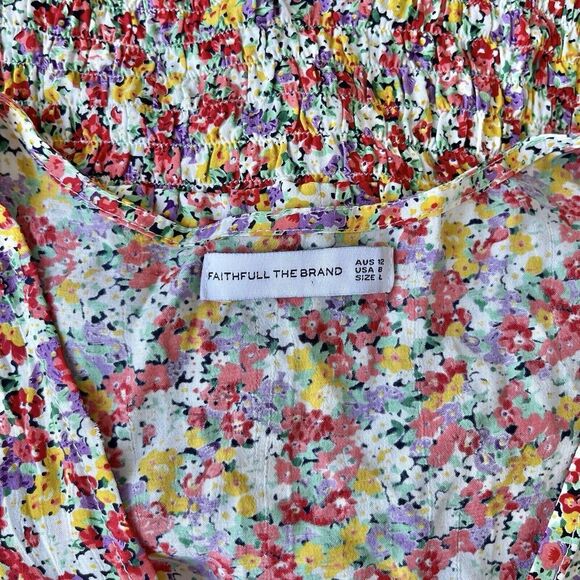 FAITHFULL THE BRAND X REVOLVE First Light Crop Top in Red Vionette Floral Size L - Picture 5 of 5